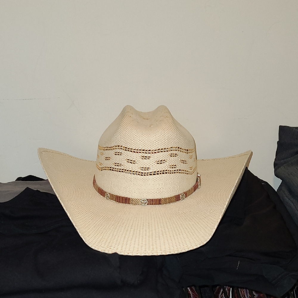 Cream Cowboy Hat with Brown Band